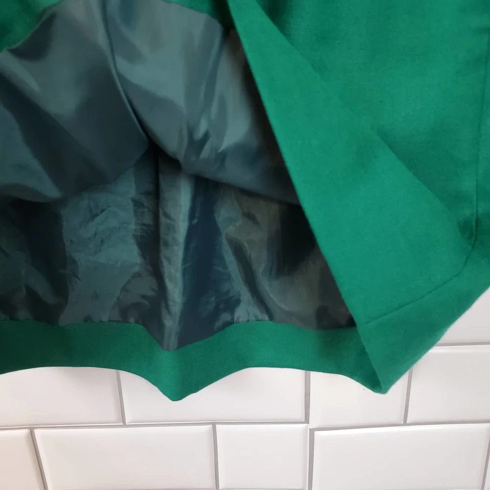 J. CREW | PAPERBAG WOOL BLEND PULL ON GREEN SKIRT POCKETS WOMEN'S SIZE 2